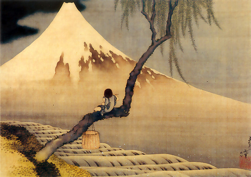 hokusai-joueur-de-flûte-sur-une-branche-de-saule