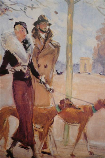 domergue-sa-femme(promenant-les-lévriers