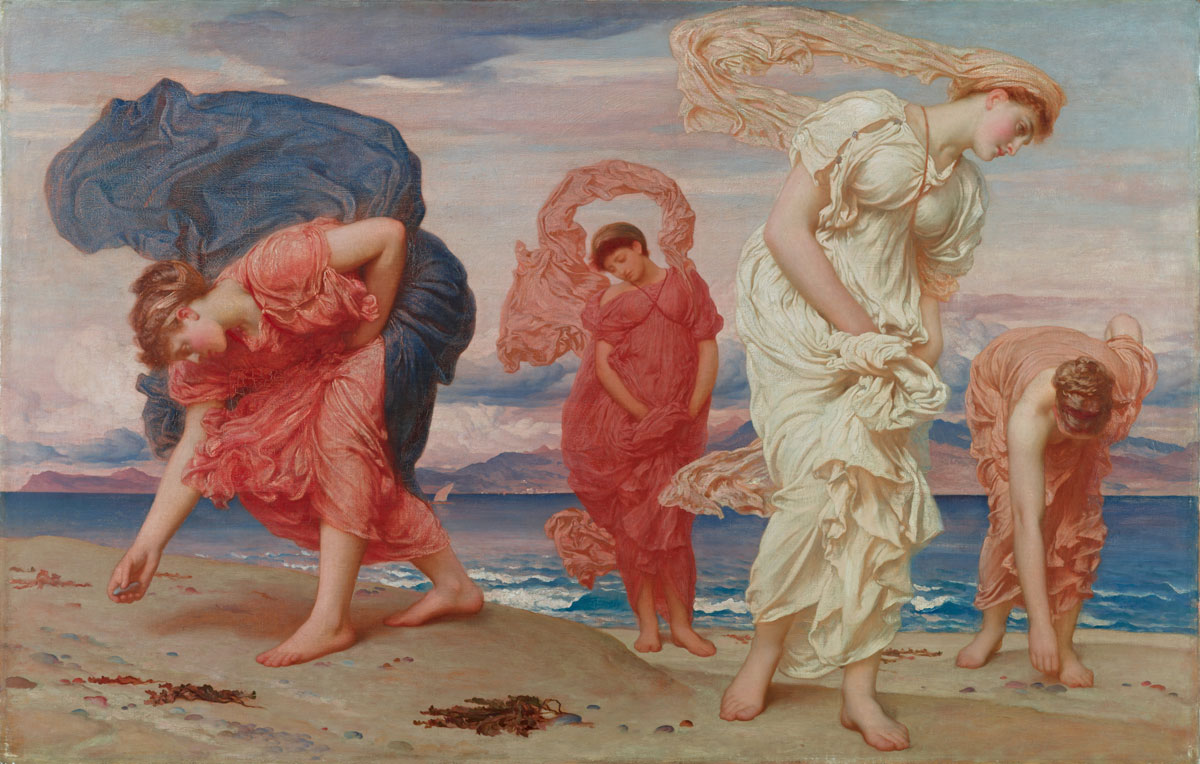 Frederic Leighton et ses Jeunes Filles grecques ramassant des galets sur la plage,