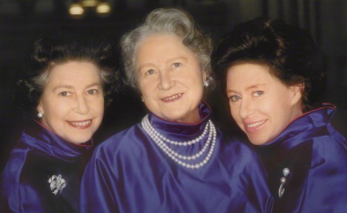  Queen Elizabeth II; Queen Elizabeth, the Queen Mother; Princess Margaret by Norman Parkinson colour print, 198015 1/2 in. x 19 1/2 in. (394 mm x 495 mm) Given by the photographer, Norman Parkinson, 1980