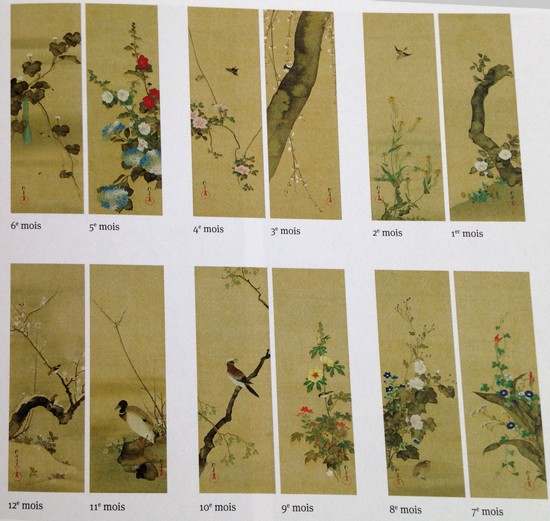 kakémono-sakai-Hoitsu-fleurs-et-oiseaux