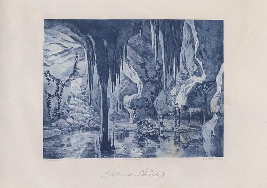 Heinrich-Christoph-Gottlieb-Breling-Peinture-Louis-II-à-Linderhof-dans-sa-grotte-de-Vénus